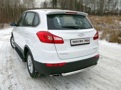 Защита заднего бампера 60 мм ТСС для Chery Tiggo 5 2014-2021