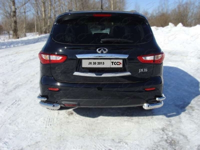 Защита задняя двойные уголки 76-42 мм ТСС для Infiniti JX35/QX60 2012-2016