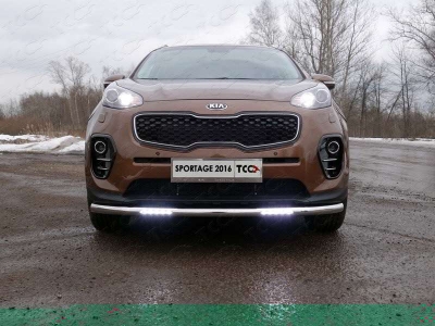 Защита переднего бампера с ДХО 60 мм ТСС для Kia Sportage 2016-2018