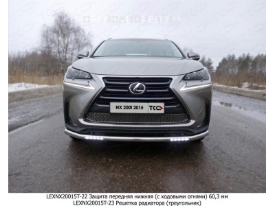 Защита переднего бампера с ДХО 60 мм ТСС для Lexus NX-200t 2014-2017