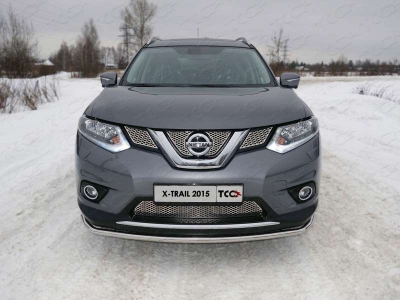 Защита переднего бампера 42 мм ТСС для Nissan X-Trail 2015-2018