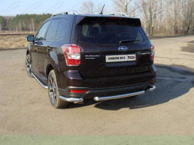 Защита задняя короткие уголки 60 мм ТСС для Subaru Forester SJ 2013-2016
