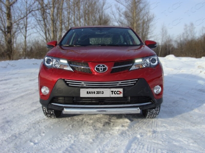 Защита переднего бампера овальная 75х42 мм ТСС для Toyota RAV4 2013-2015