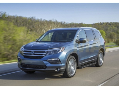 Пороги алюминиевые Rival Black New для Honda Pilot 2016-2021
