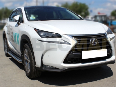Пороги с площадкой алюминиевый лист 60 мм Технотек для Lexus NX300h F-Sport 2014-2017