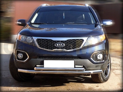 Защита передняя двойная 60-53 мм для Kia Sorento 2009-2012