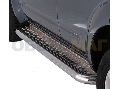 Пороги с площадкой алюминиевый лист 76 мм для Double Cab Технотек для Toyota Tundra 2006-2013