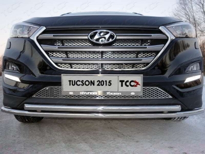 Защита передняя двойная 42-42 мм ТСС для Hyundai Tucson 2015-2018