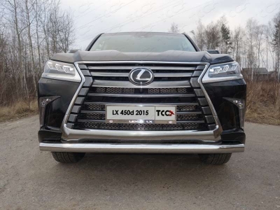 Защита переднего бампера 76 мм ТСС для Lexus LX-570/450d 2015-2021