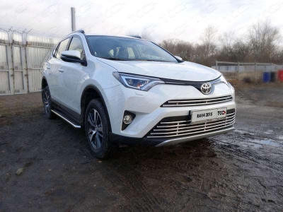 Накладка решётки радиатора верхняя 16 мм ТСС для Toyota RAV4 2015-2019