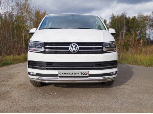 Защита переднего бампера двойная 42-42 мм для Volkswagen Caravelle T6 № VWCARAV17-19